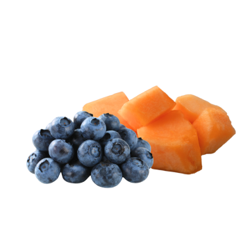 Pile of Blueberries & Cantaloupe Chunks